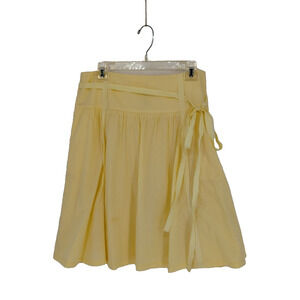 London Jean Chino Woman Yellow Full Short Skirt Size 8 Lined Zipper Ribbon Belt